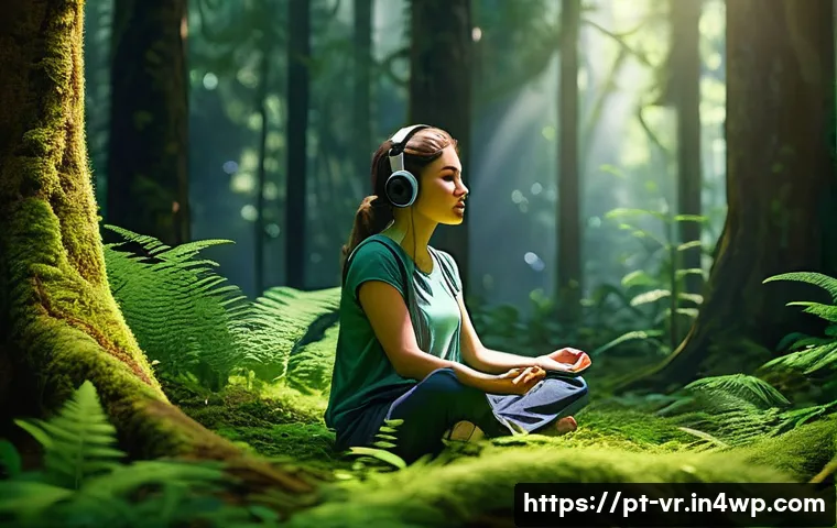 가상현실을 통한 불안장애 치료 방법 - **Prompt 1: Immersive Forest Meditation**
"A person, fully and modestly clothed in comfortable, ...