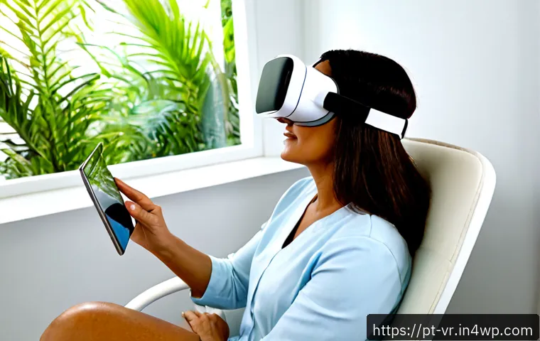 Home 17 VR 심리치료의 환자 경험 및 만족도 - Photorealistic modern psychotherapy clinic in Brazil, a relaxed middle-aged Brazilian woman seated c...